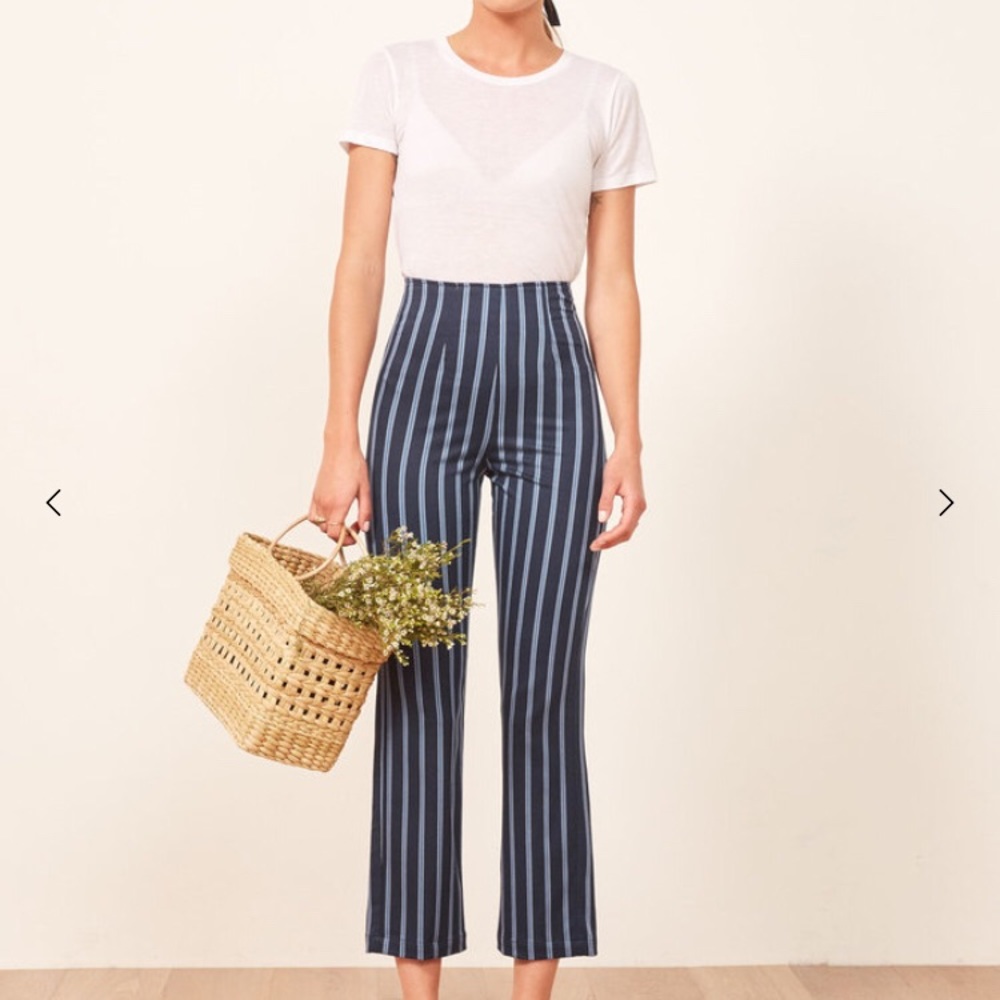 Reformation Marlon Venice Stripe Blue Pant